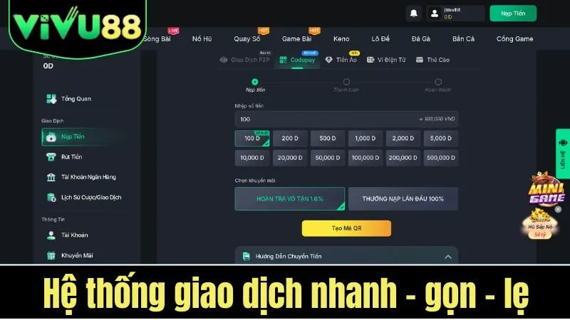 Nhà cái hỗ trợ giao dịch nhanh, đa kênh và không tính phí
